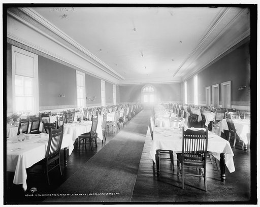 Main dining room, Fort William Henry Hotel, Lake George, N.Y.