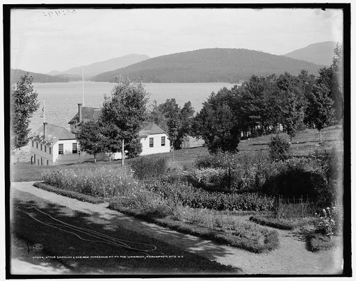 Upper Saranac Lake and Ampersand Mt. [Mountain] fm. the Wawbeek [Inn], Adirondack Mts., N.Y.