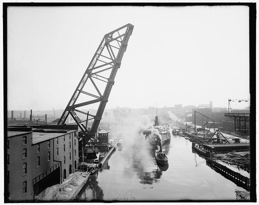 The Lift bridge from Superior Avenue viaduct, Cleveland, Ohio