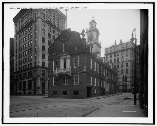 Old State House from about the site of the Boston Massacre, Boston, Mass.