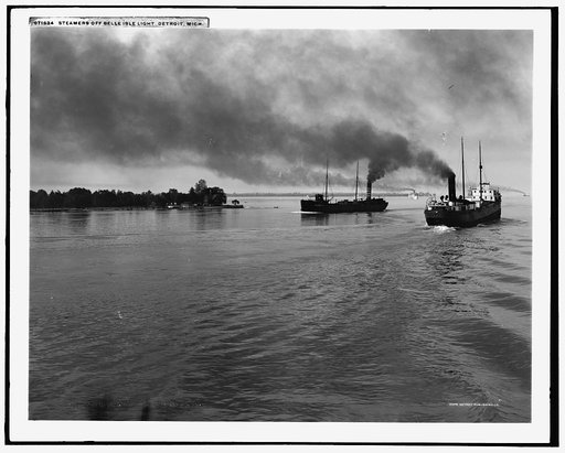 Steamers off Belle Isle light, Detroit, Mich.