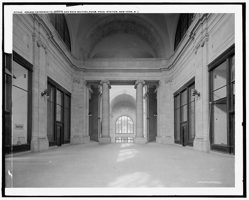 Arcade entrance to loggia and main waiting room, Pennsylvania Station, New York, N.Y.