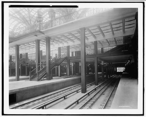 Track level, showing stairway and elevators, Penna. [Pennsylvania] Station, New York
