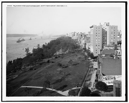 The Hudson River and Riverside Park, north from 93rd St., New York, N.Y.