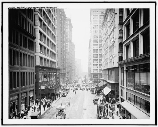 Madison Ave. [i.e. Street], west from Wabash [Avenue], Chicago, Ill