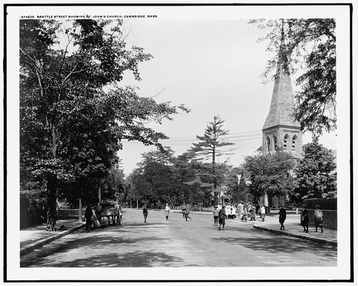 Brattle Street, showing St. John's Church, Cambridge, Mass.