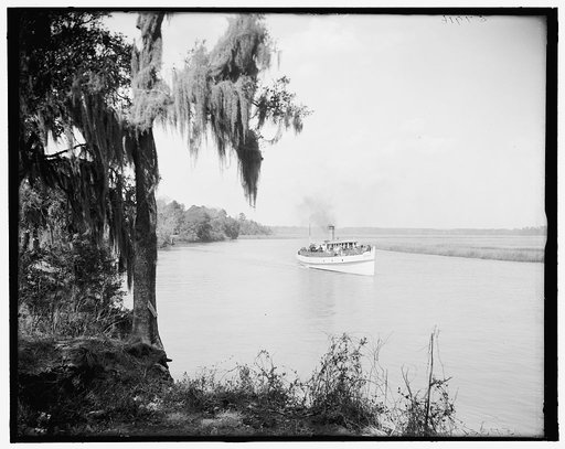 Magnolia-on-the-Ashley (i.e. Magnolia Gardens), Str. E.H. Jackson leaving the landing, Charleston, S.C.