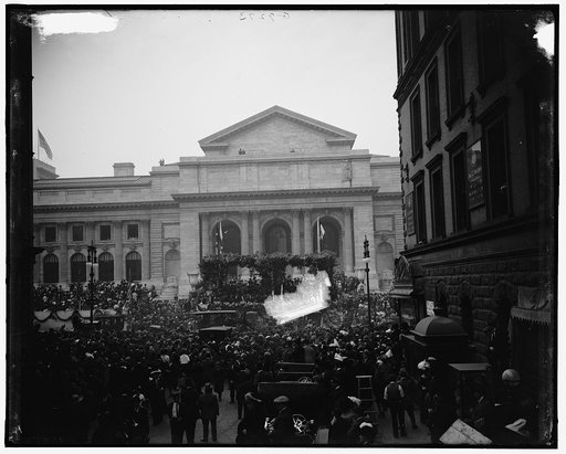 Reviewing Naval parade from New York Public Library, New York, N.Y.