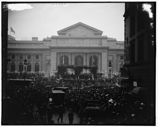 Reviewing Naval parade from New York Public Library, New York, N.Y.