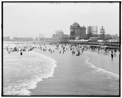 Bathing in front of the Traymore, Atlantic City, N.J.