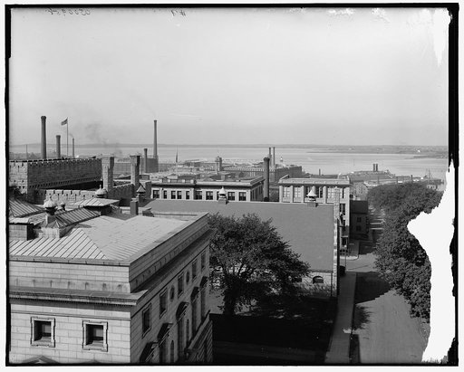 Fall River and Fall River Line boat from roof Hotel (Mellen), Fall River, Mass.