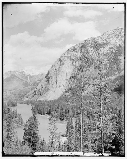 Bow Valley from Banff Springs Hotel, Alberta, Canada, Canadian Natl. Park