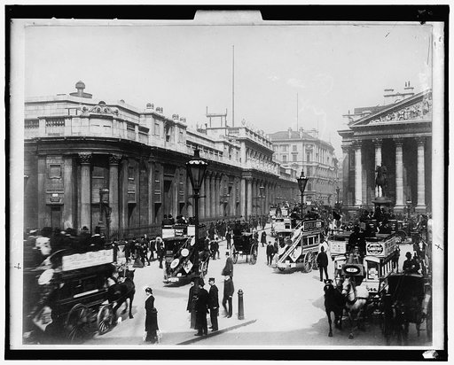 Bank of England (left) and Royal Exchange (right), London, England
