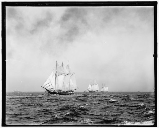 Three three-masted ships