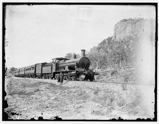 Passenger train in mountains
