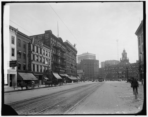 Street near Campus Martius in Detroit, Mich.