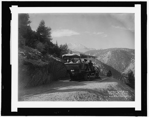 Pikes' Peak and Cog Road from Inspiration Point, alt. 7945 feet