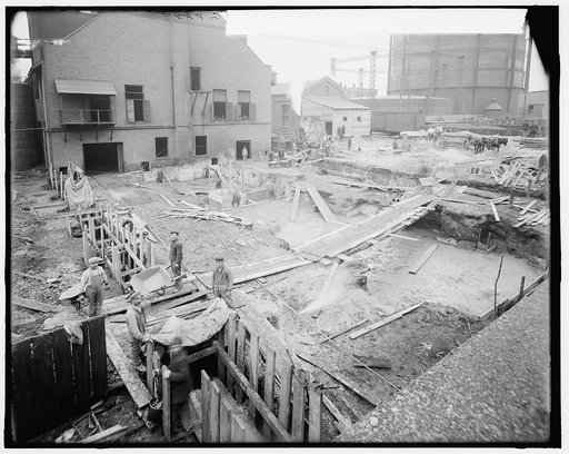 Foundation for retort house, construction for Detroit City Gas Company