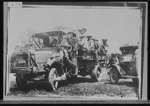 Highway construction crew and truck, Michigan
