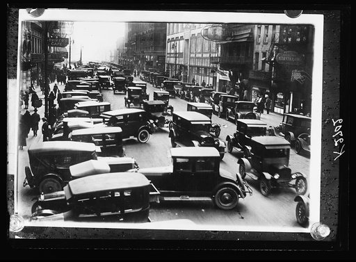 Automobile traffic in city street