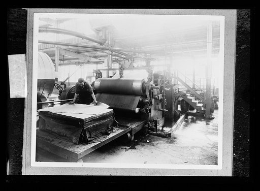 The Paper comes off a woolen belt for drying