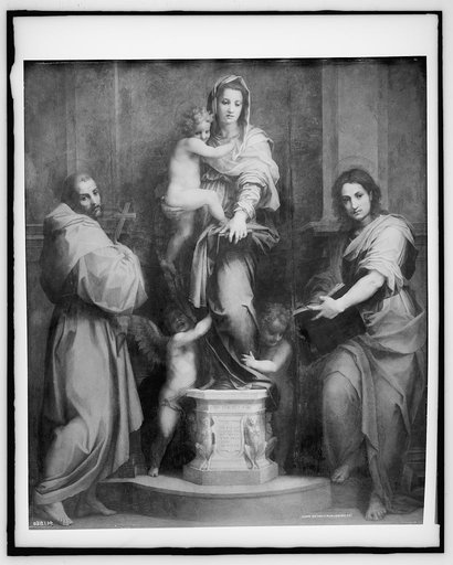 Nativity with male saint and St. Elizabeth