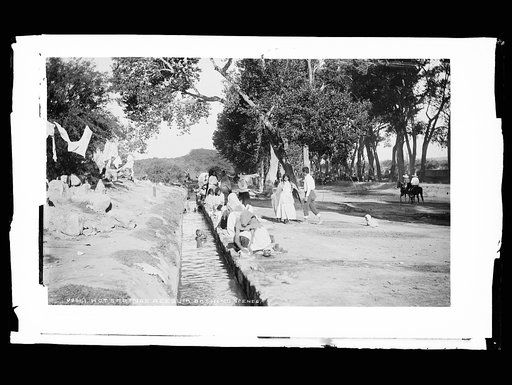 Hot springs acequia, bathing scene