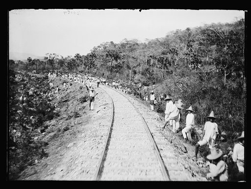 Railroad crew and tracks, Mexico
