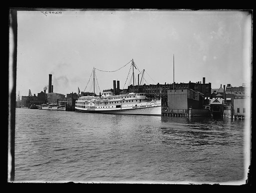 City of Bangor steamboat and waterfront, possibly Maine