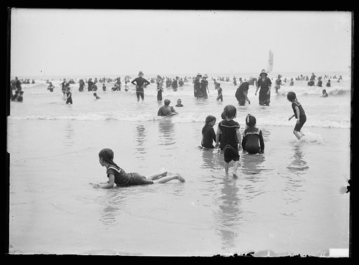 Bathers at crowded beach, Atlantic City, N.J.