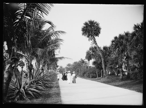 Women on walk, probably Palm Beach, Fla.