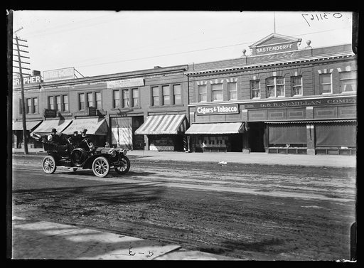 Commercial street, Bastendorff block and G. & R. MacMillan Company store, at right