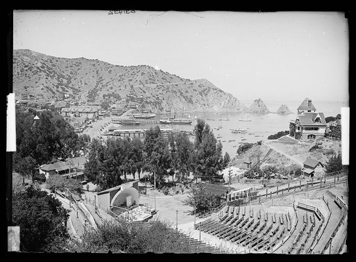 Catalina Island harbor and Avalon Greek Theater, Calif.
