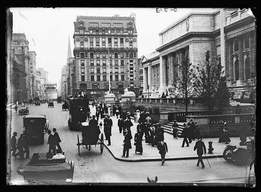 Fifth Avenue and New York Public Library at Forty-second Street, New York, N.Y.