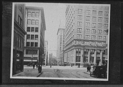 Street and office buildings, possibly Kansas City, Missouri