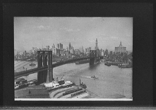 Brooklyn Bridge and New York skyline, New York, N.Y.