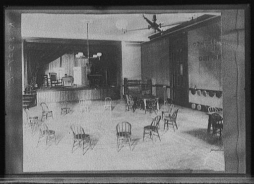 Interior with stage and chairs in circle