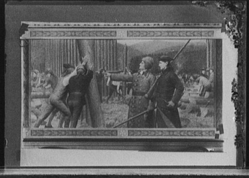 Franklin directing building of stockade fort