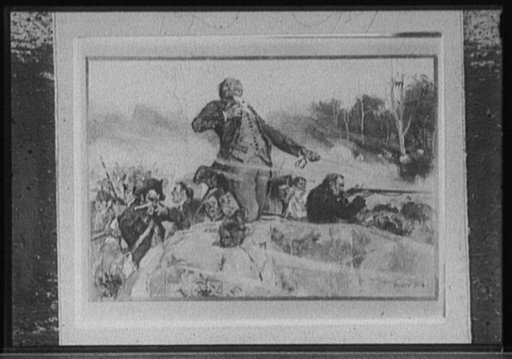 Man with sword attempting to lead charge in battle