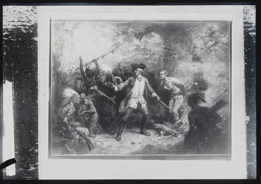 Man reasoning with Indians about to burn a bound captive