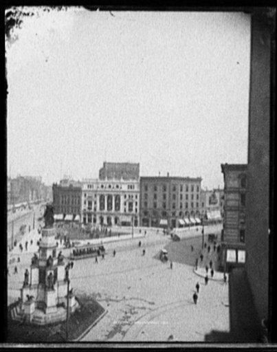 Campus Martius with Soldiers' and Sailors' Monument, and Detroit Opera House, Detroit, Mich.
