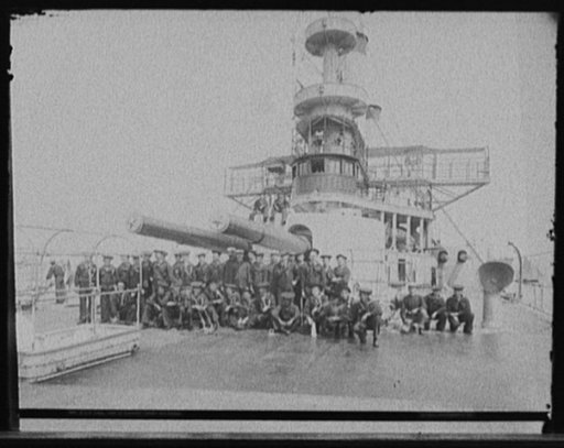 U.S.S. Iowa, view of forward turret and bridge