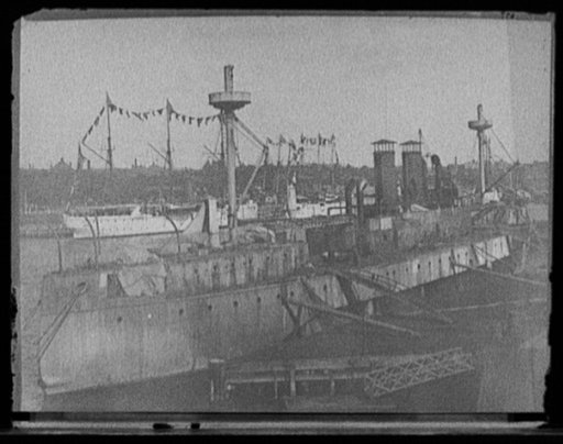 U.S.S. Maine under construction at Brooklyn Navy Yard