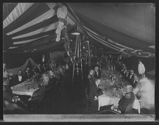 U.S.S. New York, dinner to Admiral Sampson by officers of the squadron at Newport, on anniversary of Battle of Santiago
