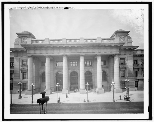 Passenger terminal, Madison St. [Street] entrance, C. & N.W. Ry. [Chicago and North Western Railway], Chicago, Ill.