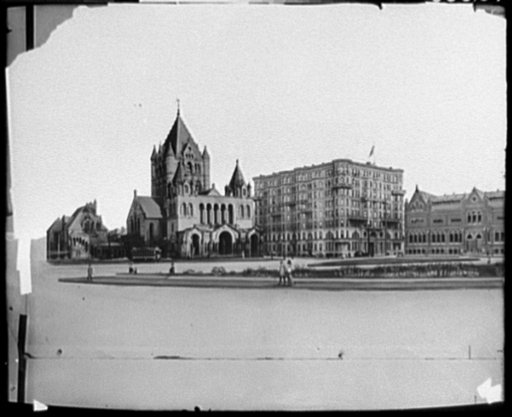 Drawing of Copley Square, showing Trinity Church and Boston Public Library, Boston, Mass.