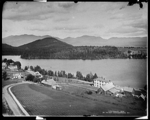 Lake Placid and Mirror Lake from the Steven's House, Adirondack Mountains