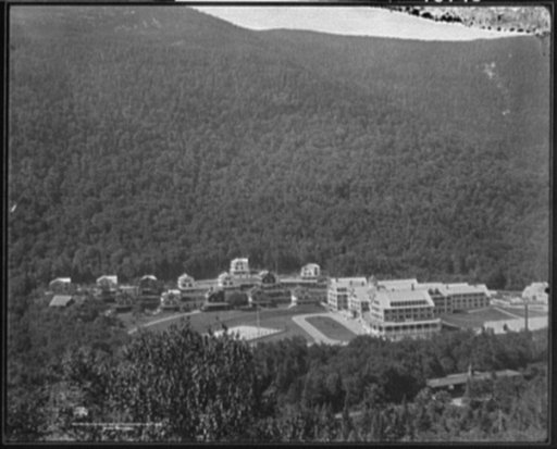 Profile House and cottages from Eagle Ledge, White Mountains