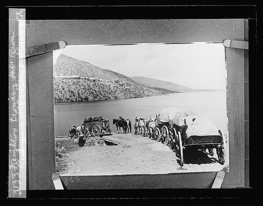 Freighters crossing Falls[?] River Reservoir U.S.R.S [?] Ferry or Roosevelt