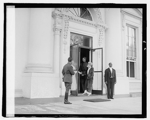 King Albert & Queen Elizabeth shaking hands with Mrs. Wilson at White House, [Washington, D.C.